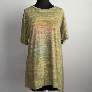 LuLaRoe Striped Tee with Colorful Logo Text